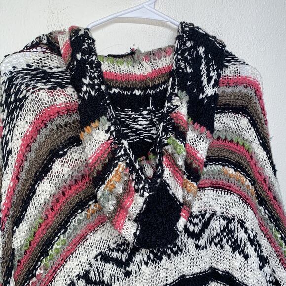 Free People Hippie Boho Festival Bubble Tea Hooded Poncho M/L - Picture 9 of 10